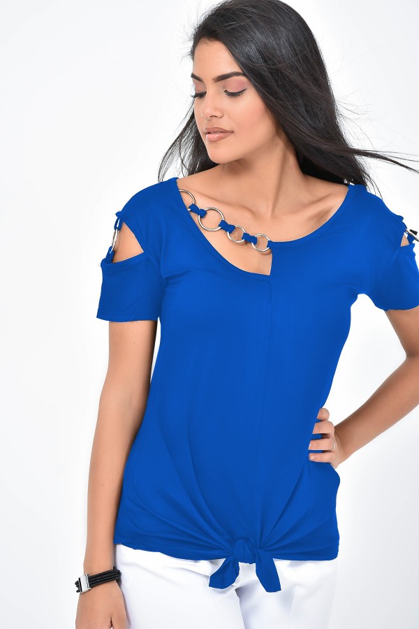 Mavi Halka Detaylı Bluz