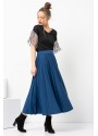 Lacivert Pileli Etek