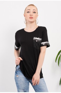 Siyah Salaş Payet Ve Kol Detay Bluz