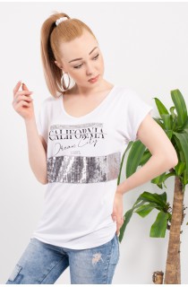 Ekru California Önü Payet Detaylı Bluz