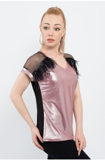 Somon Rengi Omuz Detaylı Swami Bluz