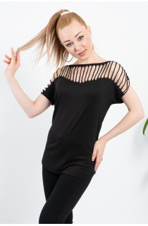 Omuzları Kesik Detaylı Yarasa Kol Bluz